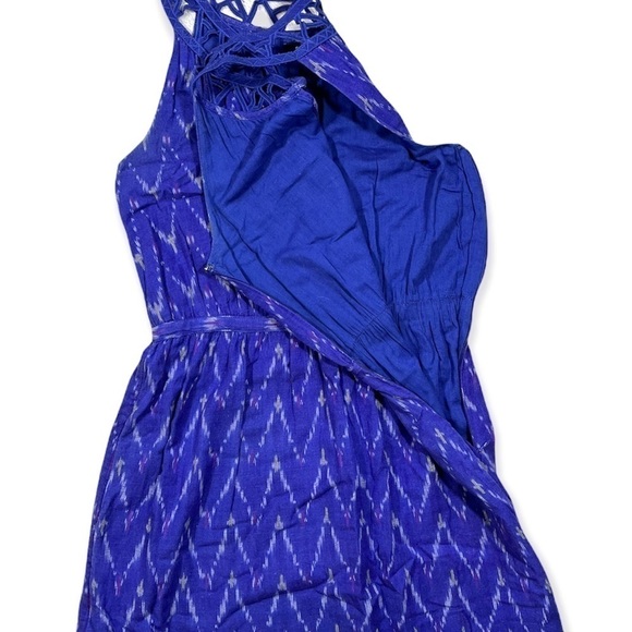 GAP Blue Print Fit and Flare Cutout Neckline Dress sz S - Picture 6 of 13